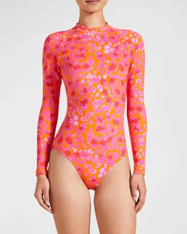 Vilebrequin Abstract Leopard Printed Rashguard One-Piece Swimsuit | Thumbnail 2 Vilebrequin Abstract Leopard Printed Rashguard One-Piece Swimsuit | Thumbnail 2