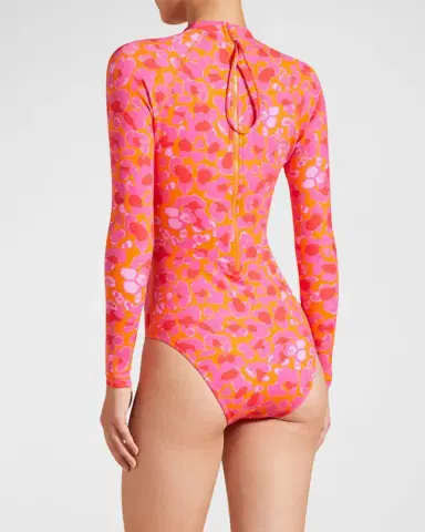 Vilebrequin Abstract Leopard Printed Rashguard One-Piece Swimsuit | Thumbnail 3 Vilebrequin Abstract Leopard Printed Rashguard One-Piece Swimsuit | Thumbnail 3