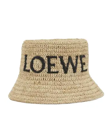 Loewe Logo Woven Raffia Bucket Hat | Thumbnail 1 Loewe Logo Woven Raffia Bucket Hat | Thumbnail 1