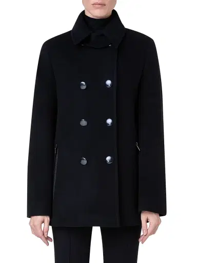 Akris punto Women's Double-Breasted Wool-Blend Pea Coat - Black - Size 14 | Thumbnail 3 Akris punto Women's Double-Breasted Wool-Blend Pea Coat - Black - Size 14 | Thumbnail 3