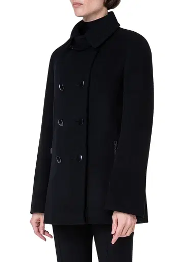 Akris punto Women's Double-Breasted Wool-Blend Pea Coat - Black - Size 14 | Thumbnail 4 Akris punto Women's Double-Breasted Wool-Blend Pea Coat - Black - Size 14 | Thumbnail 4