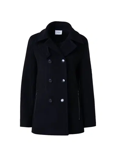 Akris punto Women's Double-Breasted Wool-Blend Pea Coat - Black - Size 14 | Thumbnail 1 Akris punto Women's Double-Breasted Wool-Blend Pea Coat - Black - Size 14 | Thumbnail 1