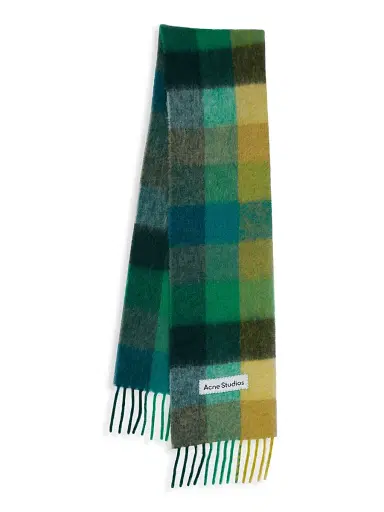 Acne Studios Men's Main Vally Checkered Fringe Scarf | Thumbnail 1 Acne Studios Men's Main Vally Checkered Fringe Scarf | Thumbnail 1