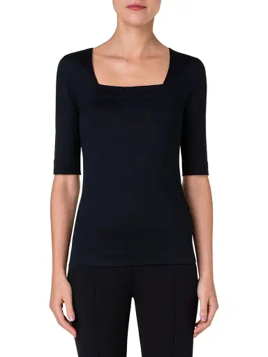 Akris punto Women's Elements Jersey Square Neck Top - Black - Size 16 | Thumbnail 3 Akris punto Women's Elements Jersey Square Neck Top - Black - Size 16 | Thumbnail 3