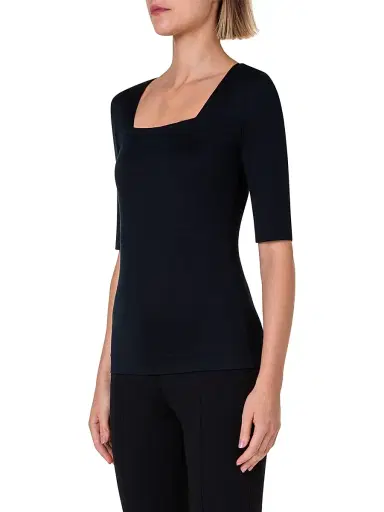 Akris punto Women's Elements Jersey Square Neck Top - Black - Size 16 | Thumbnail 4 Akris punto Women's Elements Jersey Square Neck Top - Black - Size 16 | Thumbnail 4
