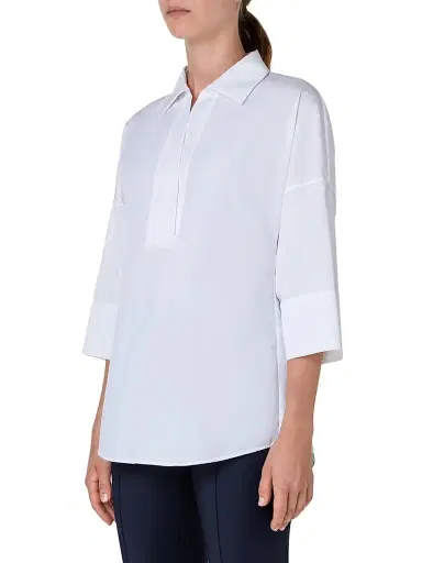 Akris punto Women's Elements Cotton Kimono Blouse - White - Size 16 | Thumbnail 4 Akris punto Women's Elements Cotton Kimono Blouse - White - Size 16 | Thumbnail 4