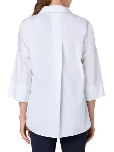 Akris punto Women's Elements Cotton Kimono Blouse - White - Size 16 | Thumbnail 5 Akris punto Women's Elements Cotton Kimono Blouse - White - Size 16 | Thumbnail 5