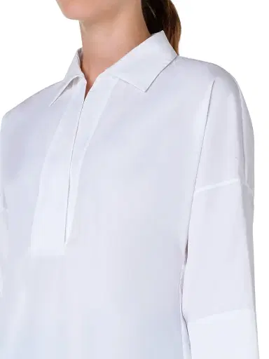 Akris punto Women's Elements Cotton Kimono Blouse - White - Size 16 | Thumbnail 6 Akris punto Women's Elements Cotton Kimono Blouse - White - Size 16 | Thumbnail 6