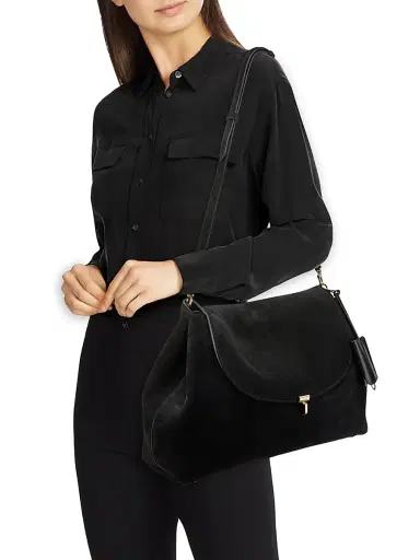 Toteme Women's T-Lock Suede Satchel - Black | Thumbnail 2 Toteme Women's T-Lock Suede Satchel - Black | Thumbnail 2