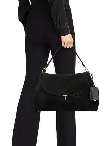 Toteme Women's T-Lock Suede Satchel - Black | Thumbnail 3 Toteme Women's T-Lock Suede Satchel - Black | Thumbnail 3