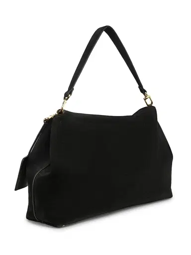 Toteme Women's T-Lock Suede Satchel - Black | Thumbnail 4 Toteme Women's T-Lock Suede Satchel - Black | Thumbnail 4