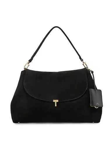 Toteme Women's T-Lock Suede Satchel - Black | Thumbnail 1 Toteme Women's T-Lock Suede Satchel - Black | Thumbnail 1