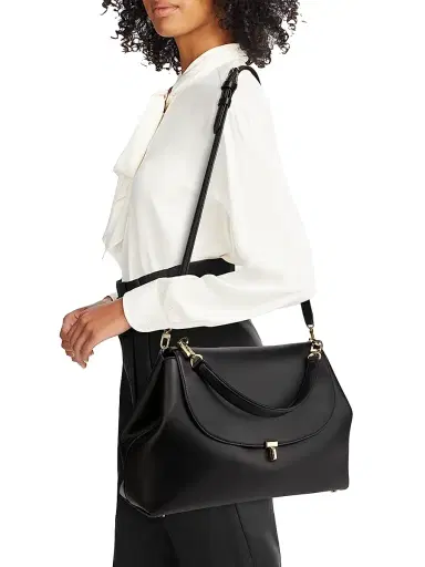 Toteme Women's T-Lock Leather Satchel - Black | Thumbnail 2 Toteme Women's T-Lock Leather Satchel - Black | Thumbnail 2