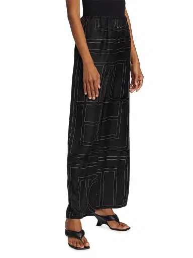 Toteme Women's Monogram Stitch Silk Pants - Black Monogram | Thumbnail 4 Toteme Women's Monogram Stitch Silk Pants - Black Monogram | Thumbnail 4