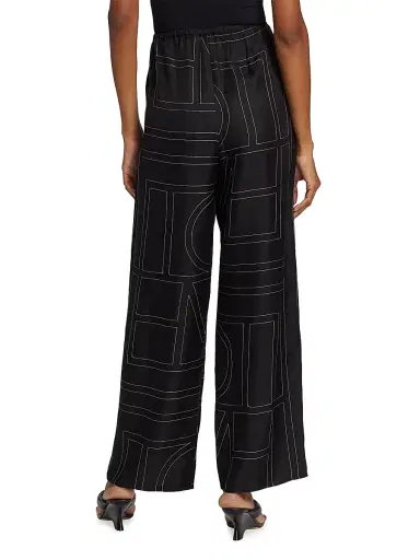 Toteme Women's Monogram Stitch Silk Pants - Black Monogram | Thumbnail 5 Toteme Women's Monogram Stitch Silk Pants - Black Monogram | Thumbnail 5