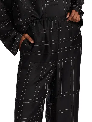 Toteme Women's Monogram Stitch Silk Pants - Black Monogram | Thumbnail 6 Toteme Women's Monogram Stitch Silk Pants - Black Monogram | Thumbnail 6