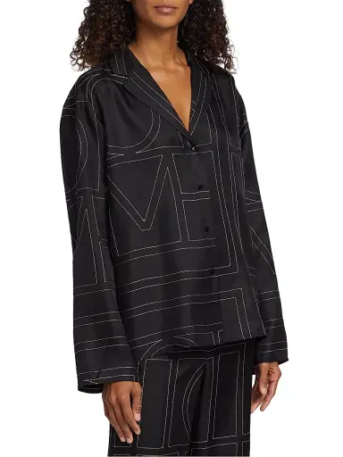 TOTEME Women's Logo Stitch Silk Top - Black Monogram - Size 12 | Thumbnail 4 TOTEME Women's Logo Stitch Silk Top - Black Monogram - Size 12 | Thumbnail 4
