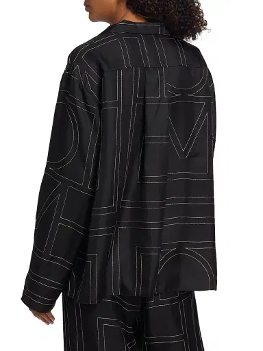 TOTEME Women's Logo Stitch Silk Top - Black Monogram - Size 12 | Thumbnail 5 TOTEME Women's Logo Stitch Silk Top - Black Monogram - Size 12 | Thumbnail 5