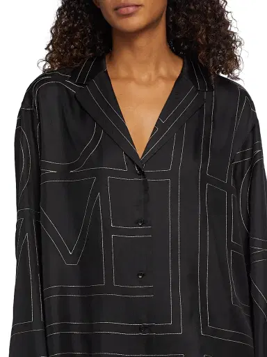 TOTEME Women's Logo Stitch Silk Top - Black Monogram - Size 12 | Thumbnail 6 TOTEME Women's Logo Stitch Silk Top - Black Monogram - Size 12 | Thumbnail 6