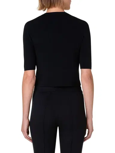 Akris punto Women's Elements Wool Cropped Cardigan - Black - Size 16 | Thumbnail 5 Akris punto Women's Elements Wool Cropped Cardigan - Black - Size 16 | Thumbnail 5