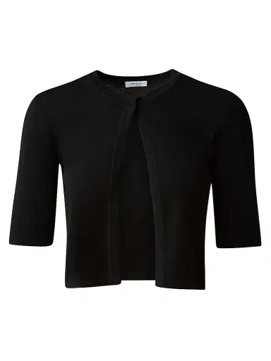 Akris punto Women's Elements Wool Cropped Cardigan - Black - Size 16 | Thumbnail 1 Akris punto Women's Elements Wool Cropped Cardigan - Black - Size 16 | Thumbnail 1