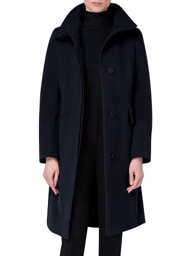 Akris punto Women's Long Wool-Blend Coat - Navy - Size 14 | Thumbnail 3 Akris punto Women's Long Wool-Blend Coat - Navy - Size 14 | Thumbnail 3
