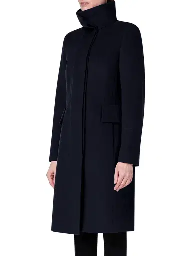 Akris punto Women's Long Wool-Blend Coat - Navy - Size 14 | Thumbnail 4 Akris punto Women's Long Wool-Blend Coat - Navy - Size 14 | Thumbnail 4