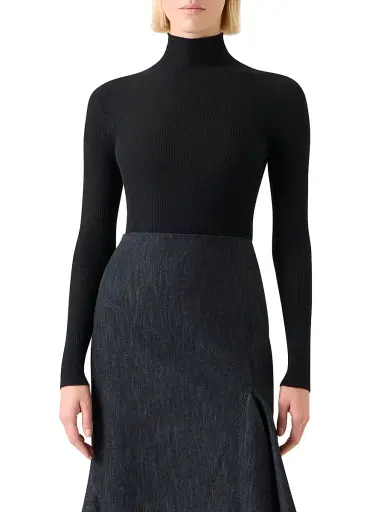 Akris Women's Rib-Knit Cashmere-Silk Turtleneck - Black - Size 10 | Thumbnail 3 Akris Women's Rib-Knit Cashmere-Silk Turtleneck - Black - Size 10 | Thumbnail 3