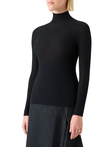 Akris Women's Rib-Knit Cashmere-Silk Turtleneck - Black - Size 10 | Thumbnail 4 Akris Women's Rib-Knit Cashmere-Silk Turtleneck - Black - Size 10 | Thumbnail 4