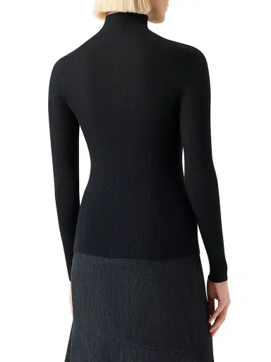 Akris Women's Rib-Knit Cashmere-Silk Turtleneck - Black - Size 10 | Thumbnail 5 Akris Women's Rib-Knit Cashmere-Silk Turtleneck - Black - Size 10 | Thumbnail 5