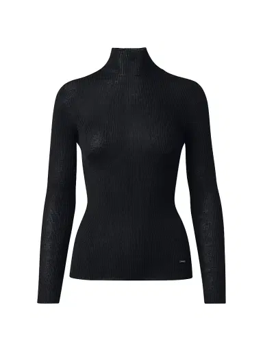 Akris Women's Rib-Knit Cashmere-Silk Turtleneck - Black - Size 10 | Thumbnail 1 Akris Women's Rib-Knit Cashmere-Silk Turtleneck - Black - Size 10 | Thumbnail 1