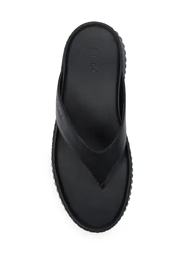 Chloé Women's Nama Leather Wedge Sandals - Black | Thumbnail 4 Chloé Women's Nama Leather Wedge Sandals - Black | Thumbnail 4