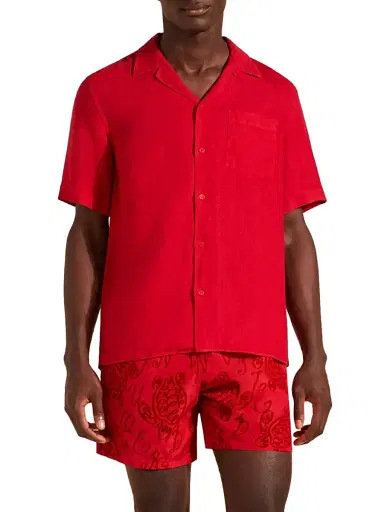 Vilebrequin Men's Charli Linen Shirt - Red | Thumbnail 4 Vilebrequin Men's Charli Linen Shirt - Red | Thumbnail 4