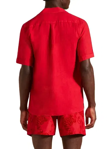 Vilebrequin Men's Charli Linen Shirt - Red | Thumbnail 5 Vilebrequin Men's Charli Linen Shirt - Red | Thumbnail 5