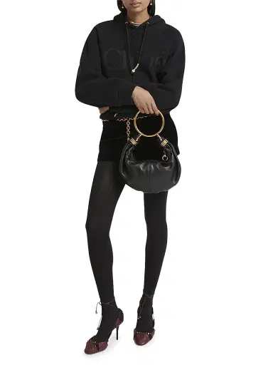 Chloé Women's Bracelet Grained Leather Hobo Bag - Black | Thumbnail 3 Chloé Women's Bracelet Grained Leather Hobo Bag - Black | Thumbnail 3