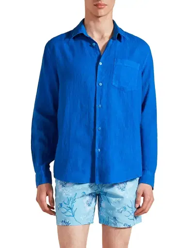 Vilebrequin Men's Long-Sleeve Linen Shirt - Palace | Thumbnail 4 Vilebrequin Men's Long-Sleeve Linen Shirt - Palace | Thumbnail 4
