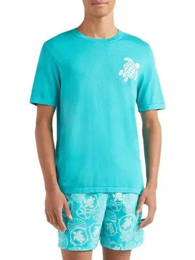 Vilebrequin Men's Big Turtle Silk & Cotton T-Shirt - Vertdisco | Thumbnail 4 Vilebrequin Men's Big Turtle Silk & Cotton T-Shirt - Vertdisco | Thumbnail 4