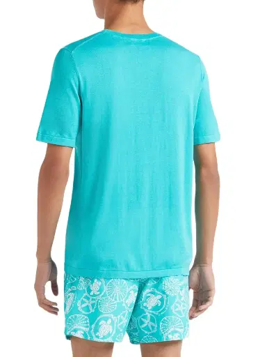Vilebrequin Men's Big Turtle Silk & Cotton T-Shirt - Vertdisco | Thumbnail 5 Vilebrequin Men's Big Turtle Silk & Cotton T-Shirt - Vertdisco | Thumbnail 5