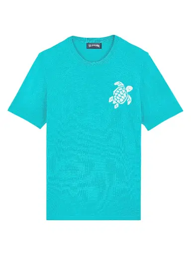 Vilebrequin Men's Big Turtle Silk & Cotton T-Shirt - Vertdisco | Thumbnail 1 Vilebrequin Men's Big Turtle Silk & Cotton T-Shirt - Vertdisco | Thumbnail 1