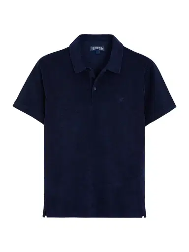 Vilebrequin Men's Organic Cotton Terry Polo Shirt - Bleu Marine | Thumbnail 1 Vilebrequin Men's Organic Cotton Terry Polo Shirt - Bleu Marine | Thumbnail 1
