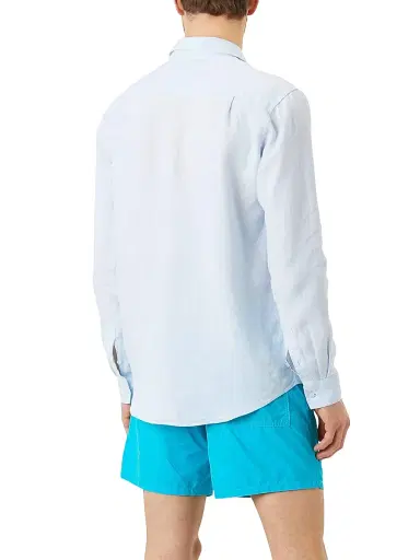 Vilebrequin Men's Long-Sleeve Linen Shirt - Bleu Ciel | Thumbnail 3 Vilebrequin Men's Long-Sleeve Linen Shirt - Bleu Ciel | Thumbnail 3