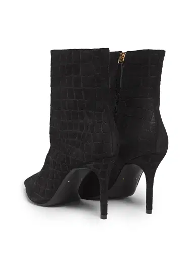 Schutz Women's Mary 8MM Croc-Embossed Suede Ankle Boots - Black | Thumbnail 3 Schutz Women's Mary 8MM Croc-Embossed Suede Ankle Boots - Black | Thumbnail 3