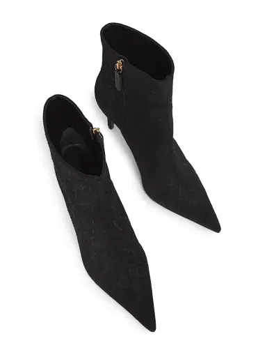 Schutz Women's Mary 8MM Croc-Embossed Suede Ankle Boots - Black | Thumbnail 4 Schutz Women's Mary 8MM Croc-Embossed Suede Ankle Boots - Black | Thumbnail 4