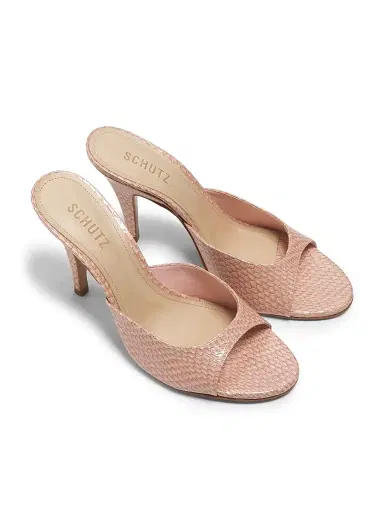 Schutz Women's Clea 0MM Snake-Embossed Leather Sandals - Cotton Candy | Thumbnail 4 Schutz Women's Clea 0MM Snake-Embossed Leather Sandals - Cotton Candy | Thumbnail 4