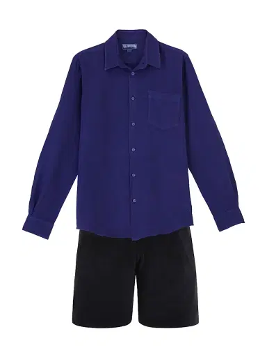 Vilebrequin Men's Long-Sleeve Linen Shirt - Midnight | Thumbnail 2 Vilebrequin Men's Long-Sleeve Linen Shirt - Midnight | Thumbnail 2