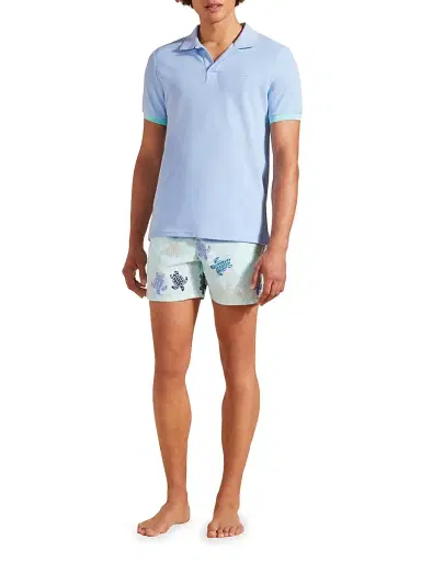Vilebrequin Men's Cotton Polo Shirt - Light Blue | Thumbnail 2 Vilebrequin Men's Cotton Polo Shirt - Light Blue | Thumbnail 2