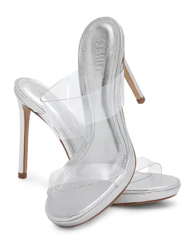 Schutz Women's Ariella 100MM Stiletto Sandals - Transparent Silver - Size 6.5 | Thumbnail 6 Schutz Women's Ariella 100MM Stiletto Sandals - Transparent Silver - Size 6.5 | Thumbnail 6