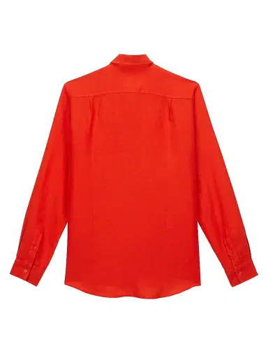 Vilebrequin Men's Long-Sleeve Linen Shirt - Coquelicot | Thumbnail 3 Vilebrequin Men's Long-Sleeve Linen Shirt - Coquelicot | Thumbnail 3