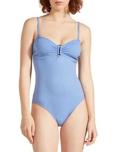 Vilebrequin Women's Solid Sculpt One-Piece Swimsuit - Bleu Jean | Thumbnail 4 Vilebrequin Women's Solid Sculpt One-Piece Swimsuit - Bleu Jean | Thumbnail 4