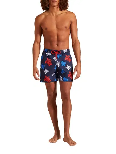 Vilebrequin Men's Multicolor Tortoise Swim Trunks - Navy Blue Marine | Thumbnail 2 Vilebrequin Men's Multicolor Tortoise Swim Trunks - Navy Blue Marine | Thumbnail 2